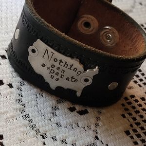 Vintage leather belt cuff bracelet.